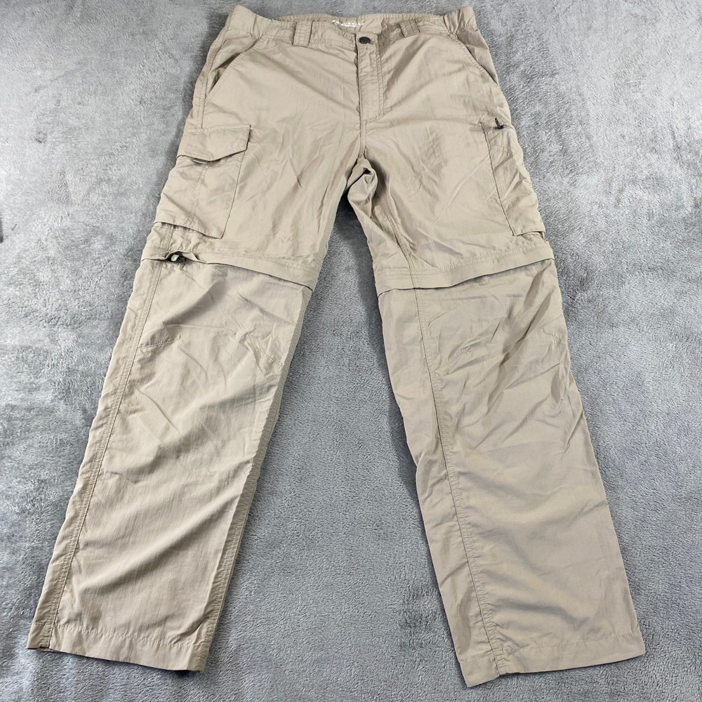 Columbia Convertible Cargo Pants Mens 34x30 Tan Silver Ridge AM8004 Omni-Shade